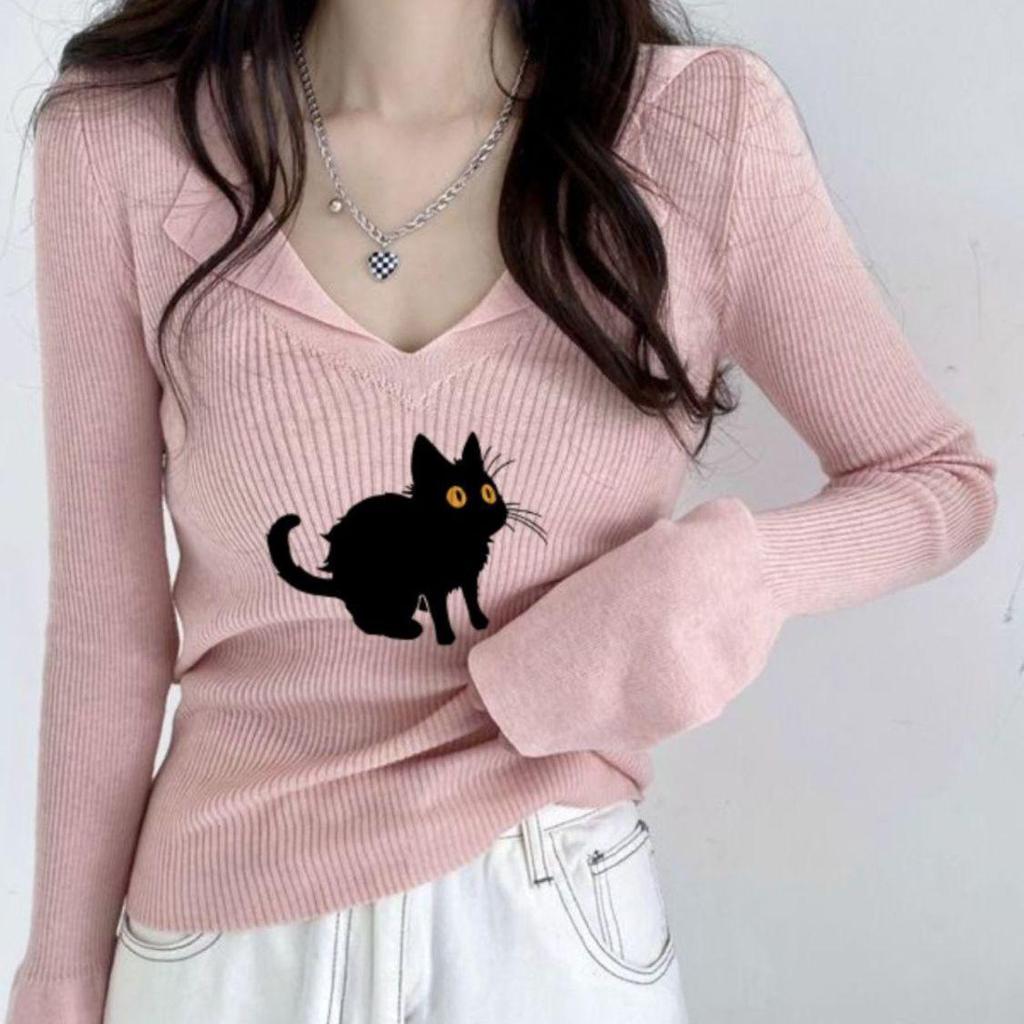 Chic Slim-Fit Retro Knitted Sweater - Women's Fall/Winter Stylish Long-Sleeve