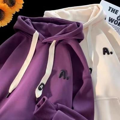American Trendy Streetwear: Men's Hipster Hooded Sweatshirt, 2026 Autumn/Winter, Loose Couple Style, Plus Velvet