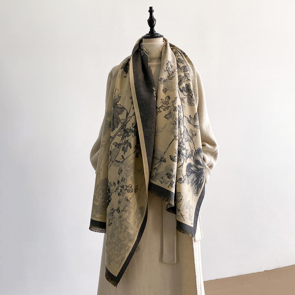 New Luxury Design Winter Two-Sided Cashmere Jacquard Scarves High Quality Women Thicken Wrap Shawl Ladies Brand Pashmina Scarf