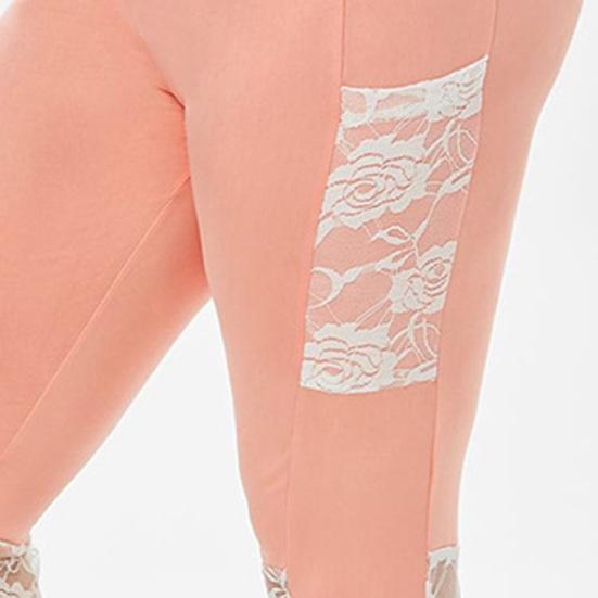 Female Pants Women Lace Stitching Slim Leggings Elastic Waist Tight Yoga for Sports