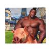 Hog Rider Gaming Lustiges Schwein Schwarze Muskeln Decken Samt mimimi Super Warme Überwurfdecken für Auto Sofa Couch Bett Teppich