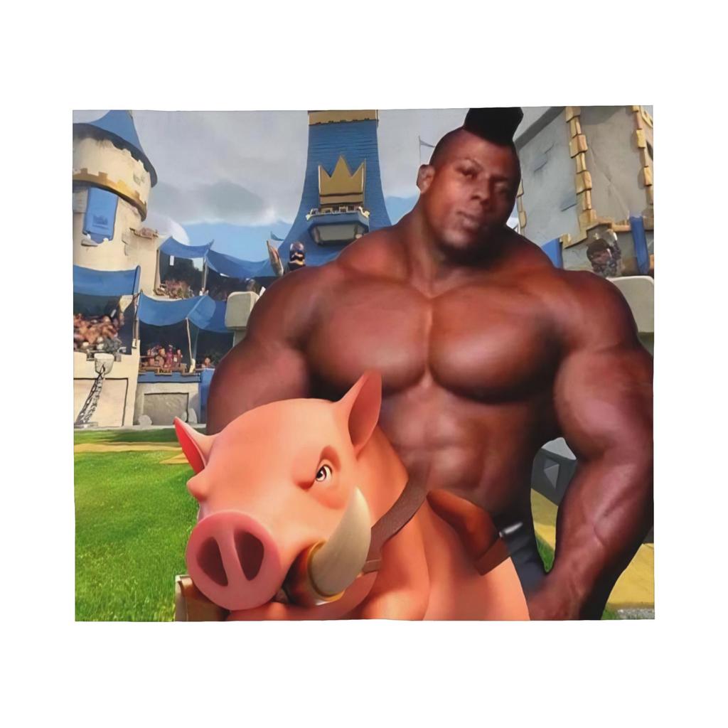 Hog Rider Gaming Lustiges Schwein Schwarze Muskeln Decken Samt mimimi Super Warme Überwurfdecken für Auto Sofa Couch Bett Teppich