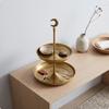 Fruit Stand with Central Gilded PostTone Dessert Display Tray Iron Tier for Hosts, Home