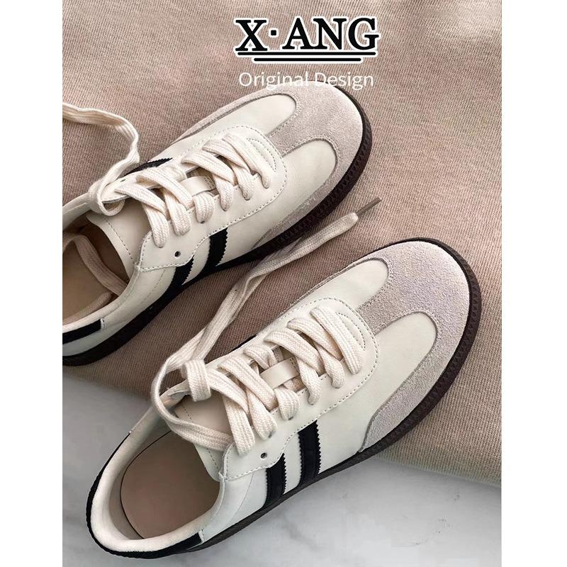 Leather three bars children's spring and summer new high-value flat-soled white shoes casual sports shoes board shoes