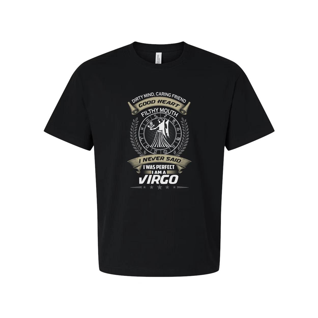 

Virgo Zodiac Graphic Unisex T Shirt With Ornate Emblem And Motivational Seal Tex 2XL