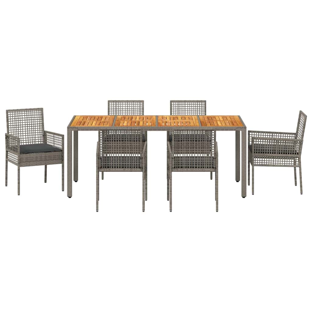 Garden Dining Set 7 pcs Grey Poly Rattan