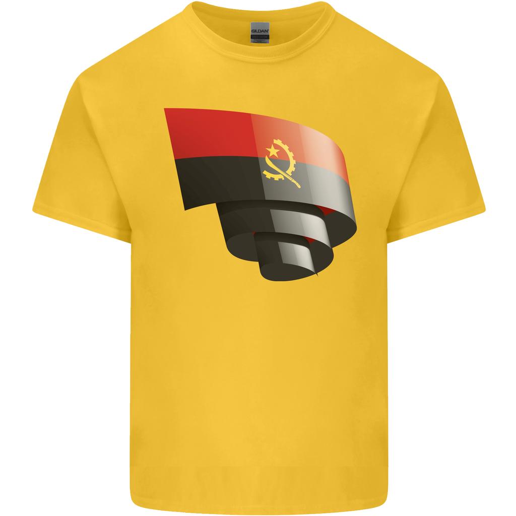 Gekräuselte Angola Flagge Angolanischer Tag Fußball Unisex Leichtes Baumwoll T-Shirt