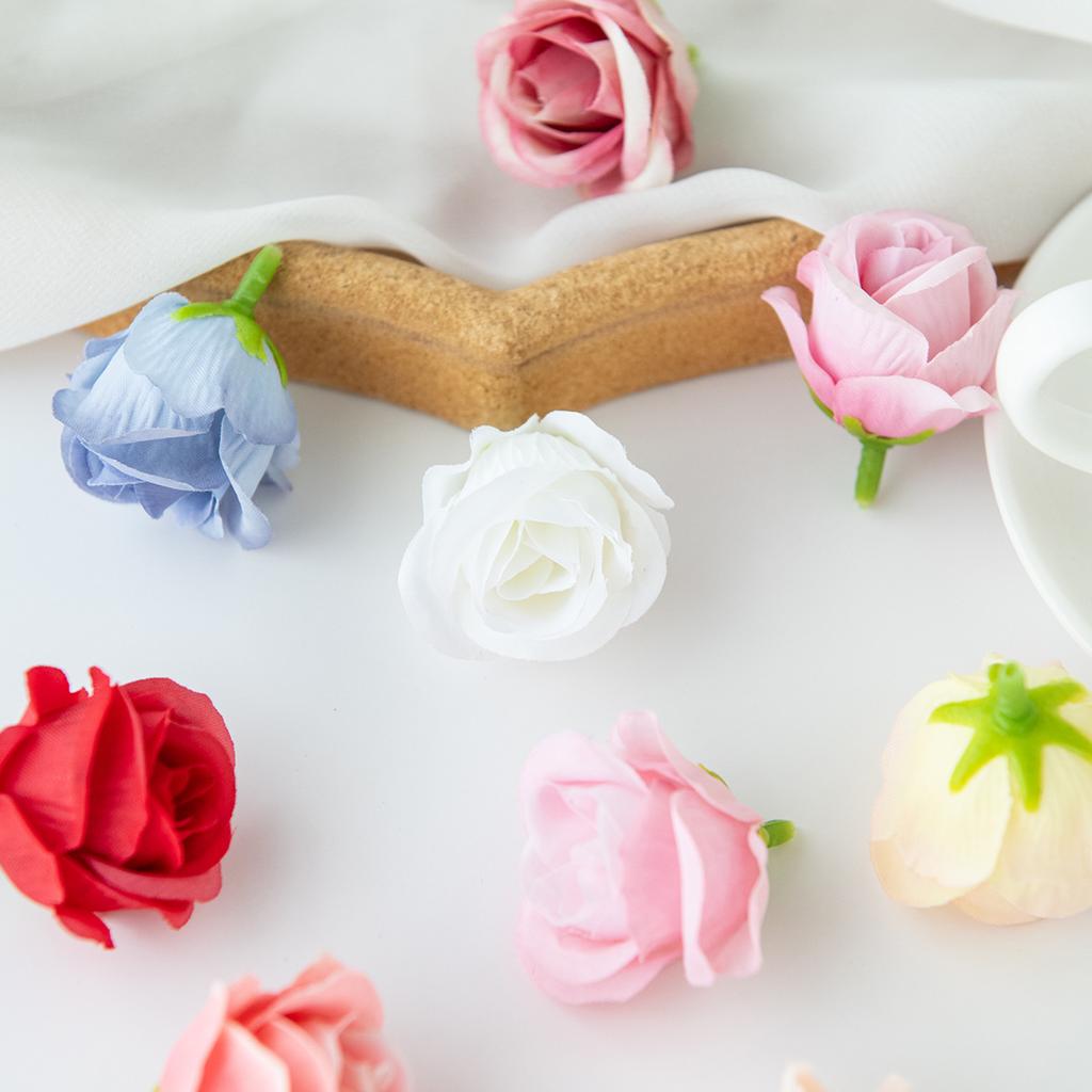 Simulation Rose Head Candy Box Companion Gift Decoration Small Rose Buds Corsage Headdress Flowers Silk Flowers Shooting Props Decoration Fake Flowers