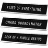 Suzile 3 Pcs Chaos Coordinator Fixer of Everything Desk of a Humble Genius Funny Desk Signs with Black Base Novelty Nameplate Funny Office Decor