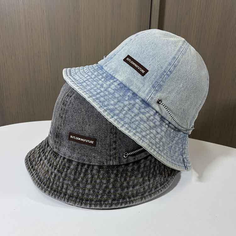 New early spring washed retro denim bucket hat women show washbasin hat outdoor casual versatile sun hat