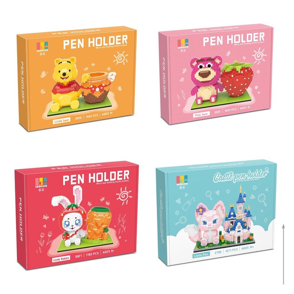 Strawberry Bear Building Block Pen Holder Abs Plastic Toy For 3c Configuration 14+