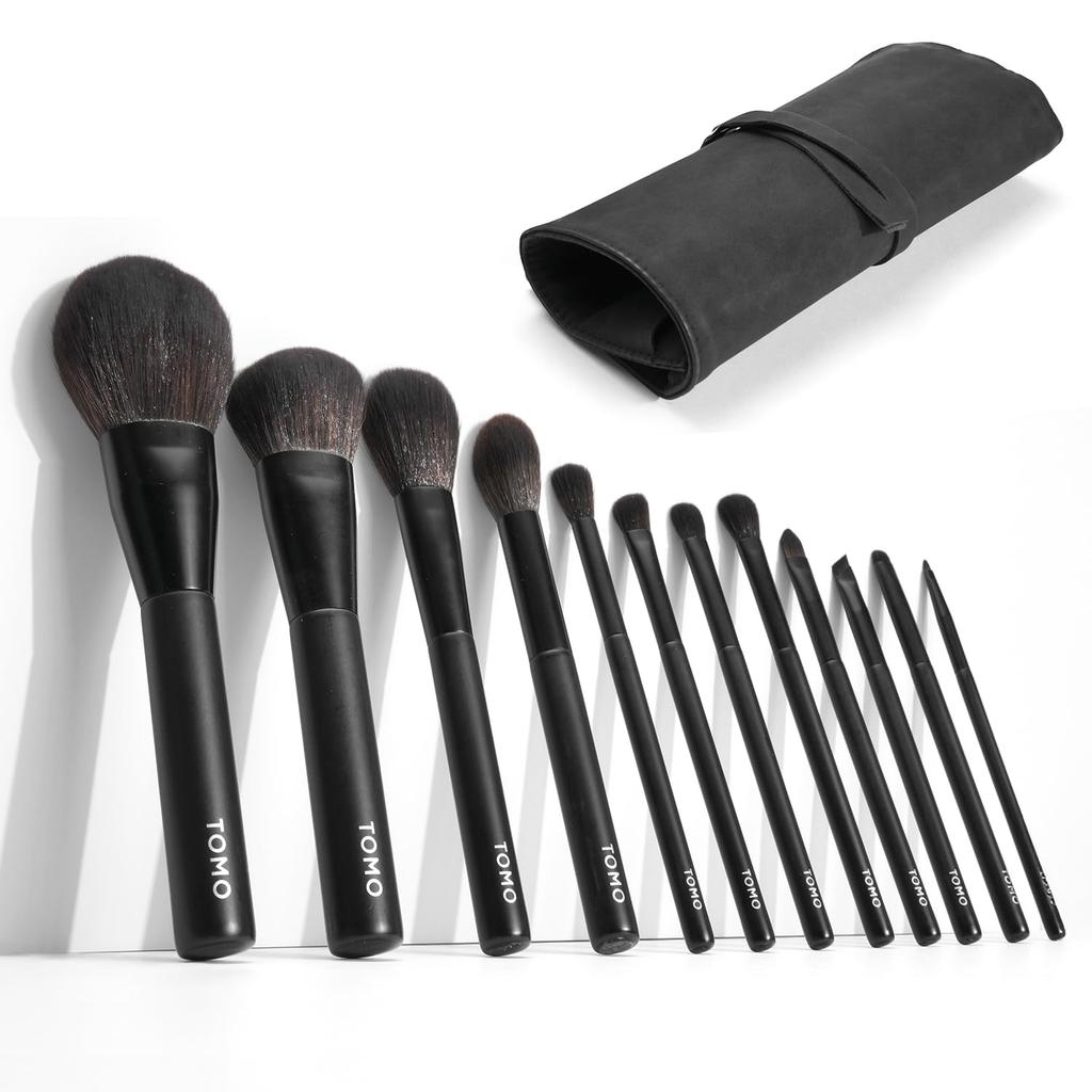 TOMO Make-up Pinsel Set mit Aufbewahrung Einfach zu bedienen Auch für Perfekt für Lidschatten und Perfekt für den Alltag Schlicht und ein Tolles Geschenk 12-teiliges Etui.