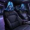 Easy to Install Vehicle Headrest Protectors 2PCS Car Cover with Scary Face Printing, Breathable Stretch Knitted Knit Fabric Dust Cover, Halloween