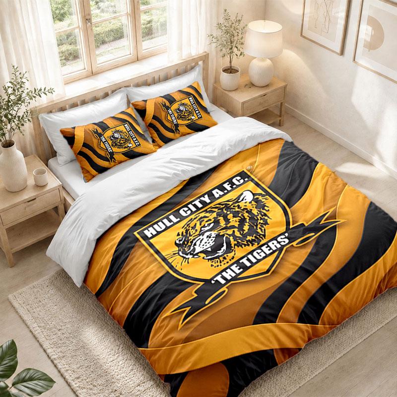 Bedding Set 1 Duvet Cover 2 Pillowcases Hull City Football Print Bedroom Home Decoration