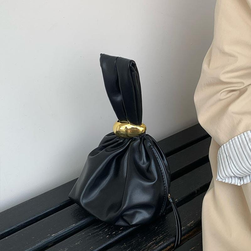 Fashi Designer Women s Small Handbag Soft Leather Pleated Ladies Mini Clutch Bag Female Party Evening Purses Bucket Bag чёрный