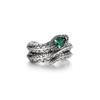 Adjustable Open Snake Ring Men Women Vintage Green Zircon Geometric Animal Jewelry Retro Style