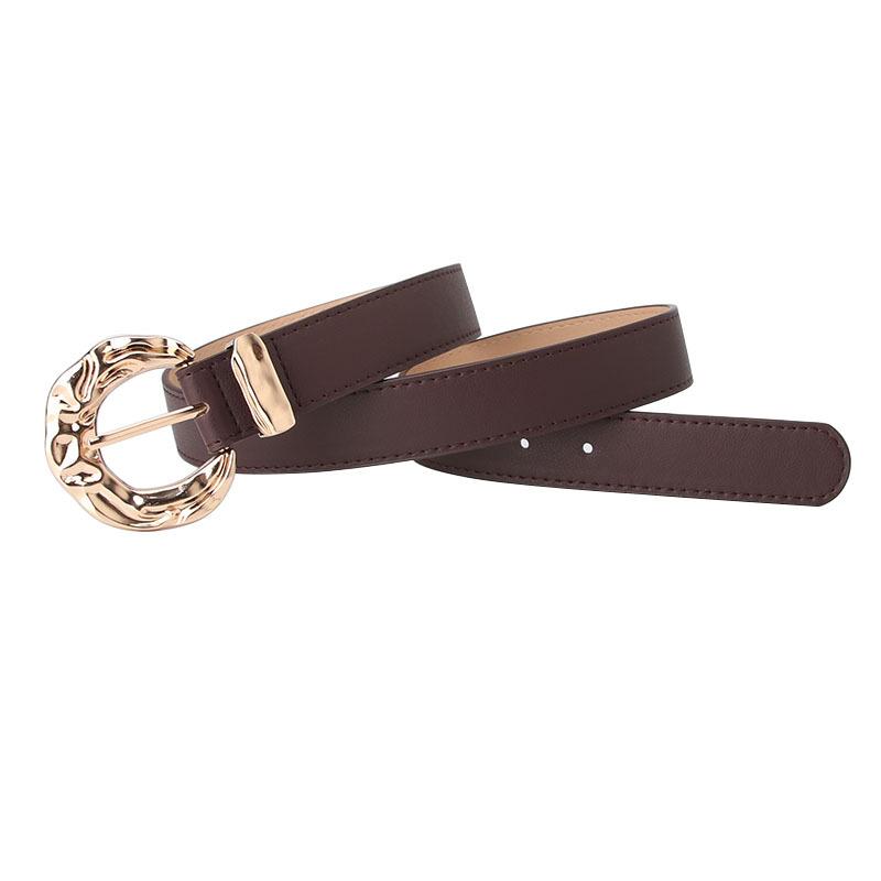 Women's Fashion Personalized Belt European and American Trend Simple Jeans Belt Big Head Metal Buckle Decorative Belt