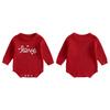 Baby Girl Valentine 's Day Romper Long Sleeve Round Neck Letter Embroidery Knit Bodysuit Newborn Outfit