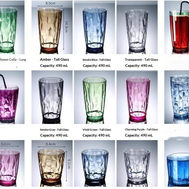 Acryl Bruchfeste Bierkrüge Becher Becher Wasserbecher Wiederverwendbare Weingläser Farbige Klare Kunststoff Saftbecher Trinkgeschirr