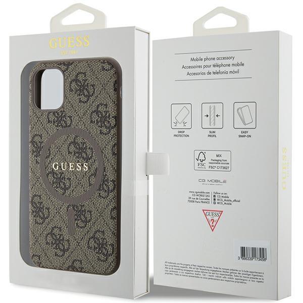 Guess Guhmn61G4Gfrw Iphone 11 6.1 / Xr Brązowy/Brown Hardcase 4G Collection Leather Metal Logo Magsafe