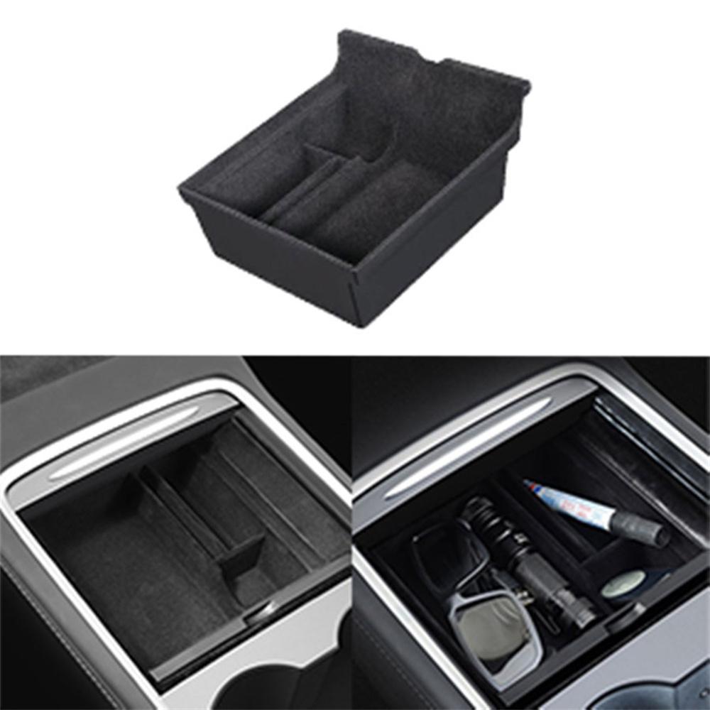 3Pcs Flocked Center Console Organizer Tray Storage Box For 2021 2022 Tesla Model3 Model Y
