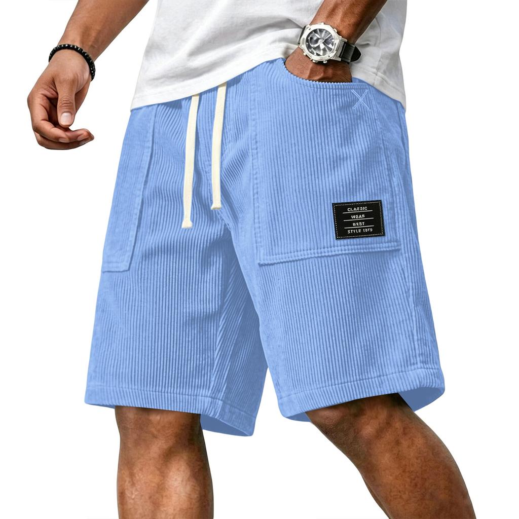 Men's Casual Corduroy Drawstring Shorts Relaxed Fit Lightweight Breathable Fabric Comfortable Waistband Suitable for Daily Wear