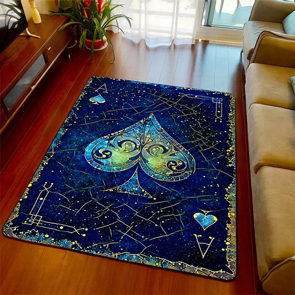 Moderne Malerei Pik Karte Poker Teppich Wohnzimmer Teppich Heimdeko Flur Fußmatte Rutschfest Küche Badezimmer Schlafzimmer Bodenmatte