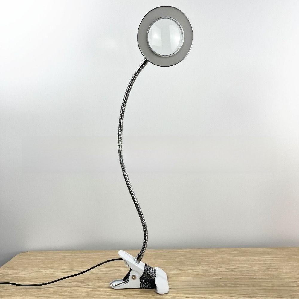 Flexible LED Magnifying Glass Lamp 5X Magnification Clip on Desk Lamp  Soldering Work