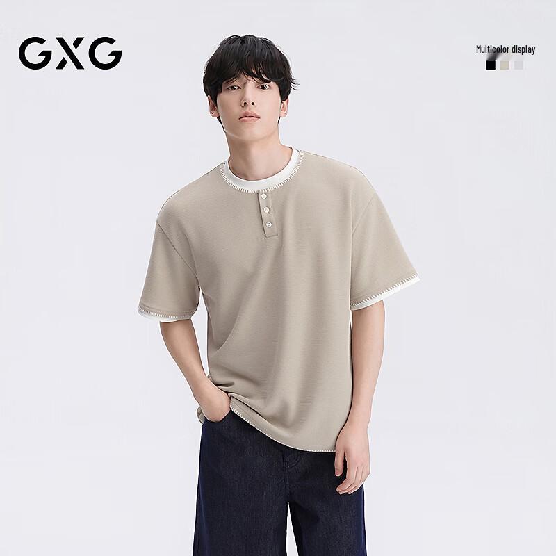 GXG Men s Faux Layered Henley Textured T-shirt 3XL