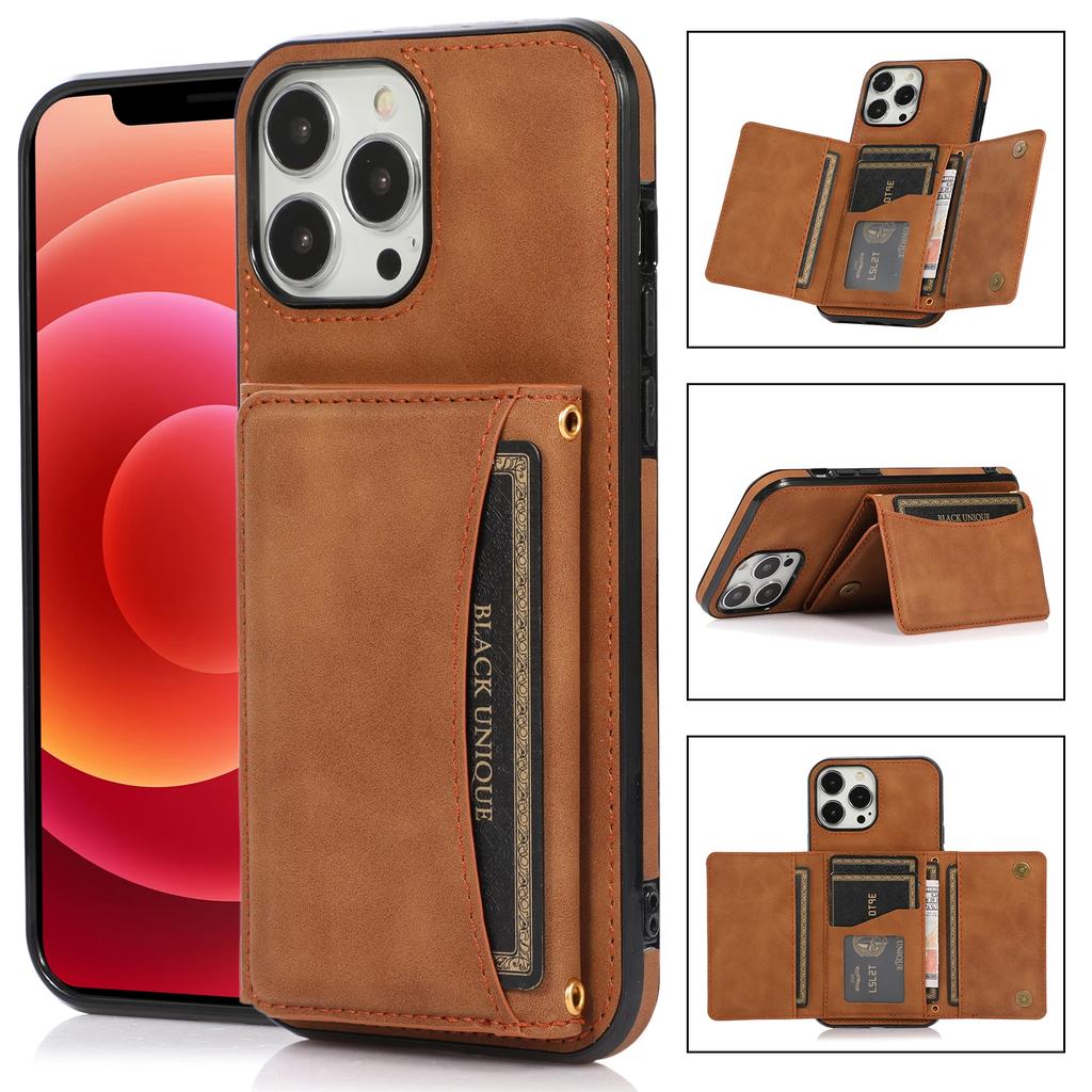 Wallet Leather Multi Cards Holder Phone Case For iPhone 16 Pro Max 15 Plus 14 13 12  Mini 11 XR X XS Se 2022 Shockproof Cover