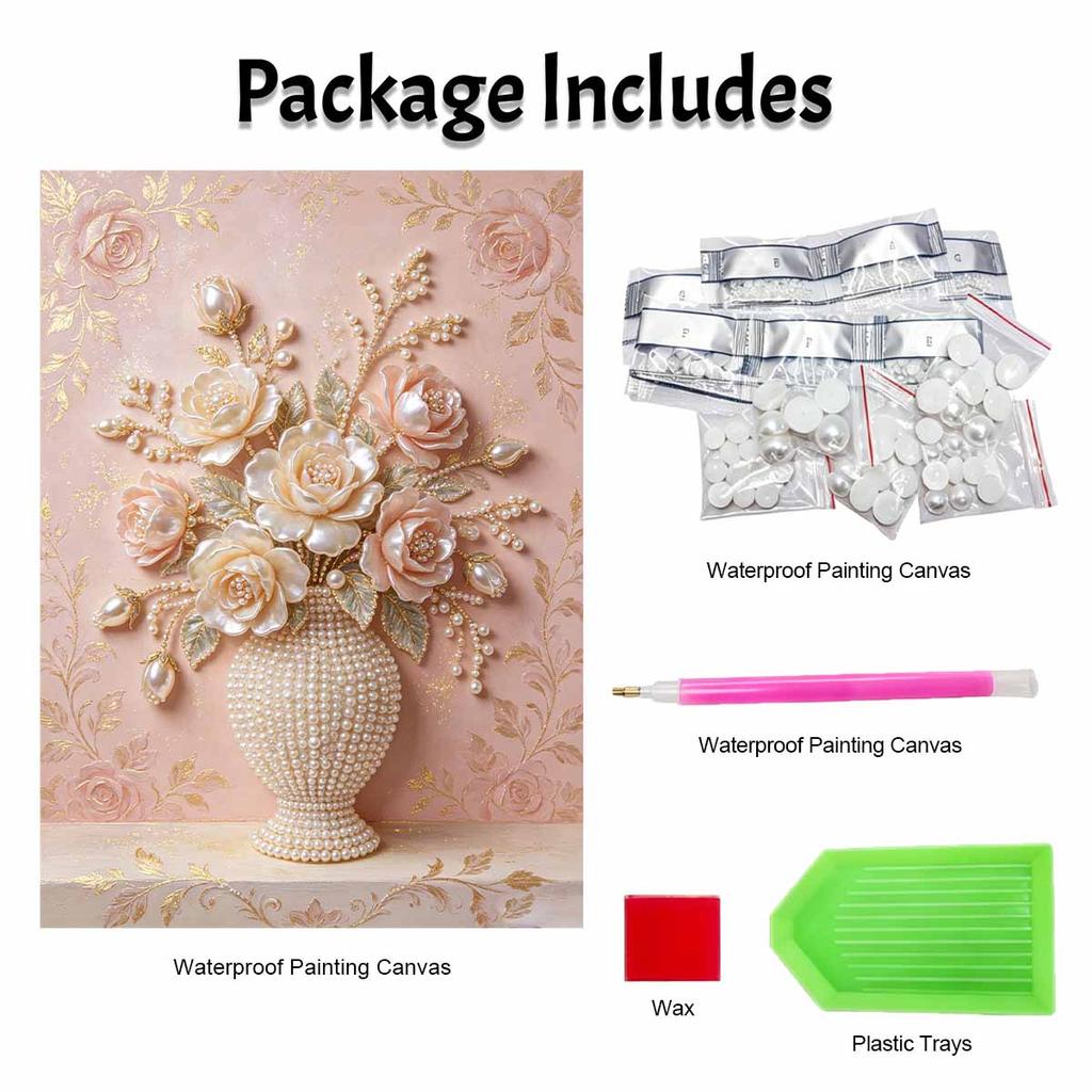 Kit Pittura Perle Fatto a Mano Rose Eleganti Fai da Te Tela Pittorica 3D con Perline Decorazione Creativa per la Casa Tempo Libero Regalo