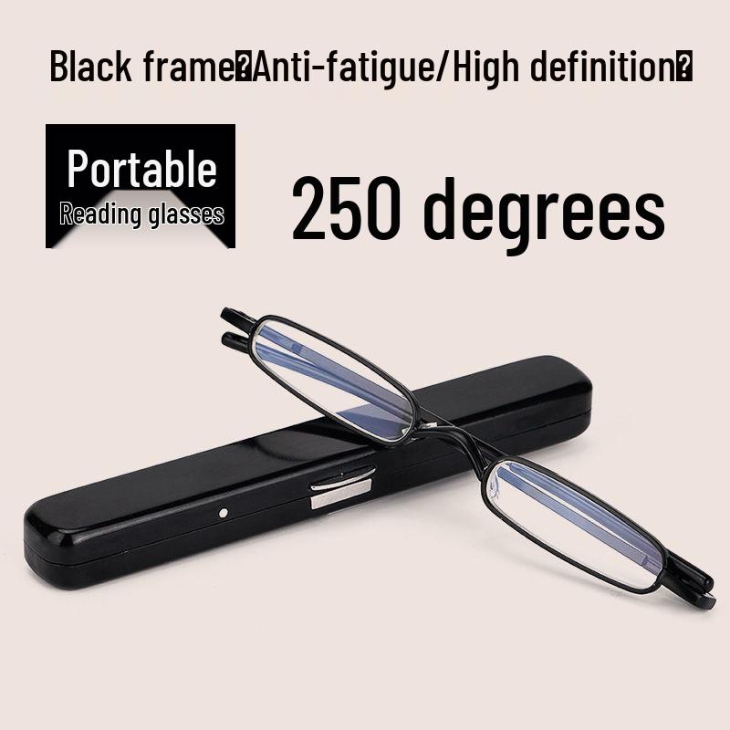 Ultra-Light Unisex Mini Metal Reading Glasses with Pen-Holder Design for High-Definition Vision