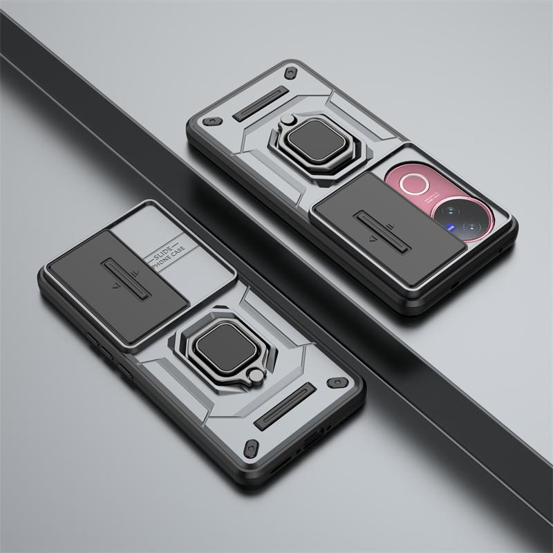 Ring Bracket Phone Case For Vivo V50 5G Case Cover For Vivo V50 5G Global Sliding Window Funda Back Cover For Vivo V50 5G