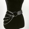 Chic Lady Club Belt Rivet Decorative Adjustable Stage Show Women Fashion Belly Belt Chain Street Style Belt With Chain Gothic
