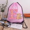 Capibara Girls Drawstring Backpack Cute Capybara Letter A-Z Storage Bag Kids Outdoor Sport Travel Rucksack Children Gifts