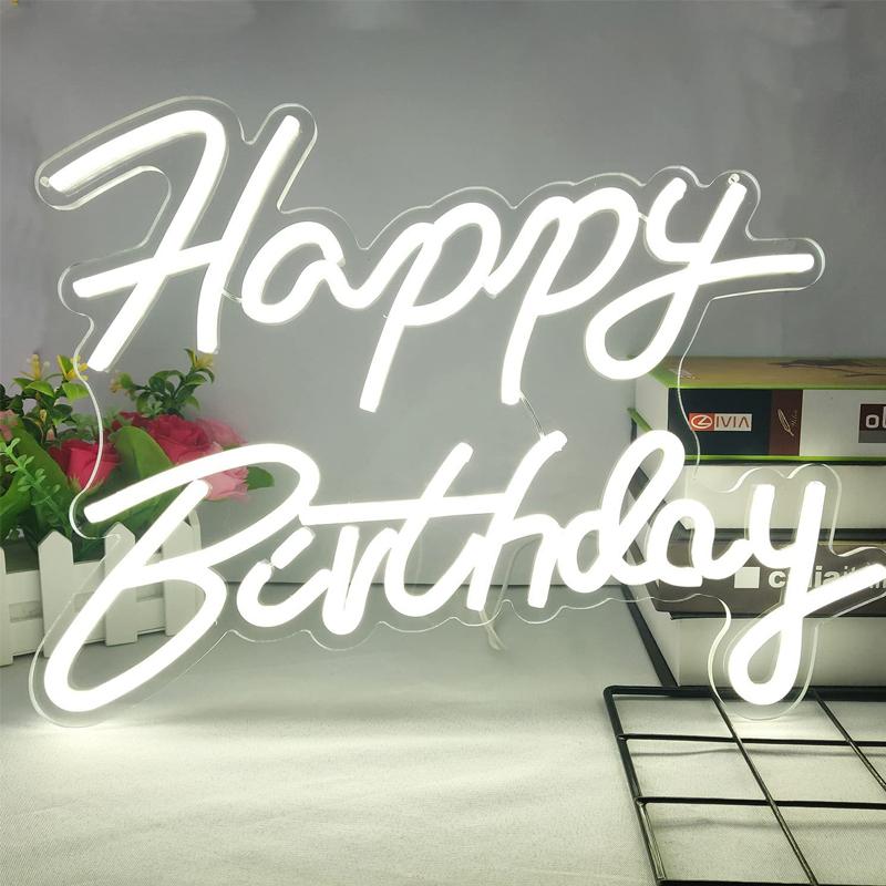 USB Neon Light LED Happy Birthday Light Indoor Home Decor Atmosphere USB Alphabet Light