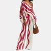 D9713 Women's Casual Satin Print One-Shoulder Top & Long Pants Two-Piece Set
