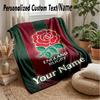 England Rugby Custom Flannel Throw Blanket Print Your Name Text Soft Warm Blanket Holiday Present