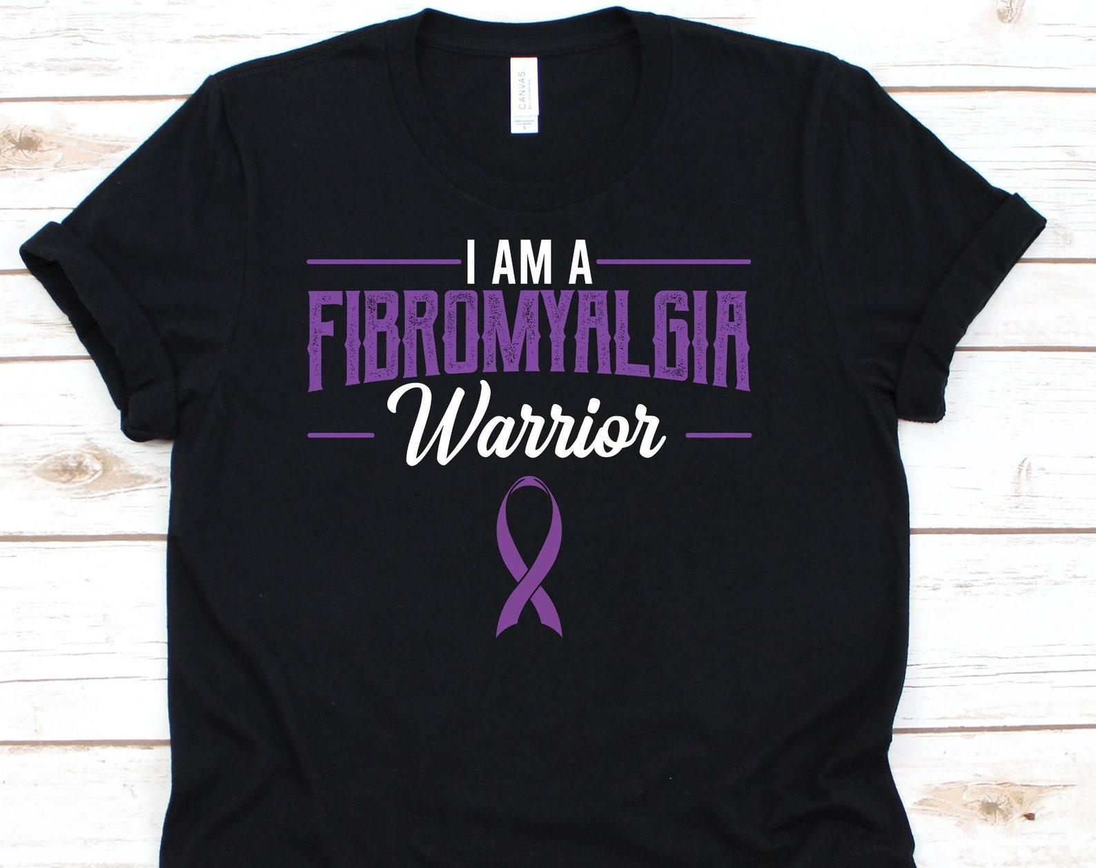 I Am A Fibromyalgia Warrior Shirt, Fibro Awareness Gift For Fibromyalgia Warrior Fighter Survivor, Fibromyalgia Ribbon Tshirt For Men Women XL