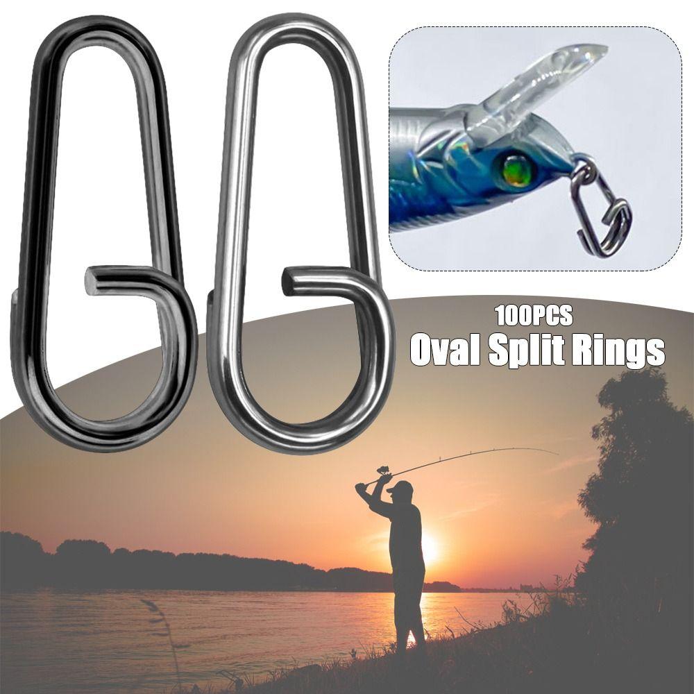 

Lock Line Tackle Portable Durable Barrel Swivel Fishing Hanging Snap Connector Oval Split Rings