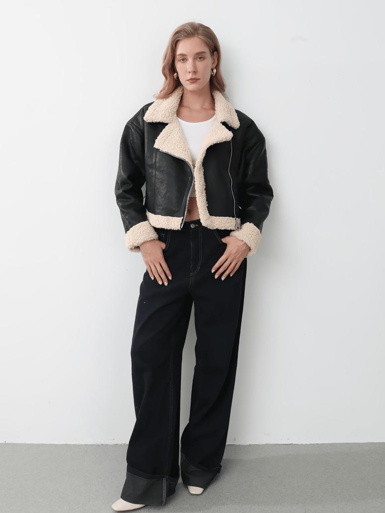 European & American Style Women's Leather & Fur One-Piece Jacket Coat - Versatile New Fashion