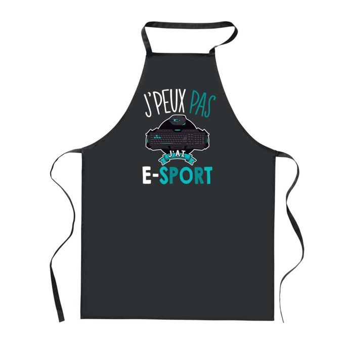 Tablier de cuisine - PLANETEE - J'peux Pas E-Sport Clavier - Noir - Polyester - Impression bretonne