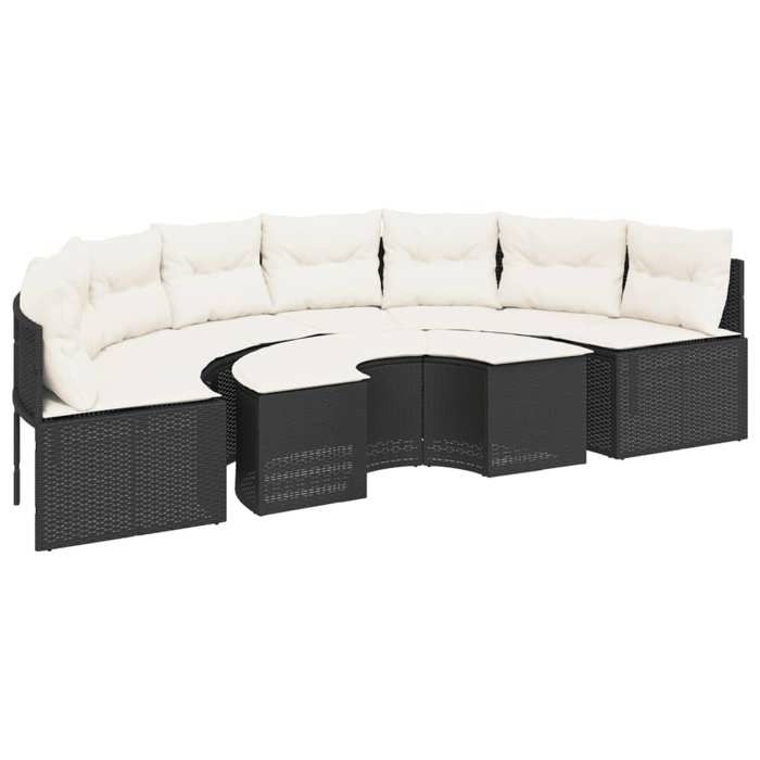 VidaXL Salon de jardin 2 pcs demi-rond noir résine tressée, ensemble de salon de jardin, cadre de salon de jardin, canapé de 3262070