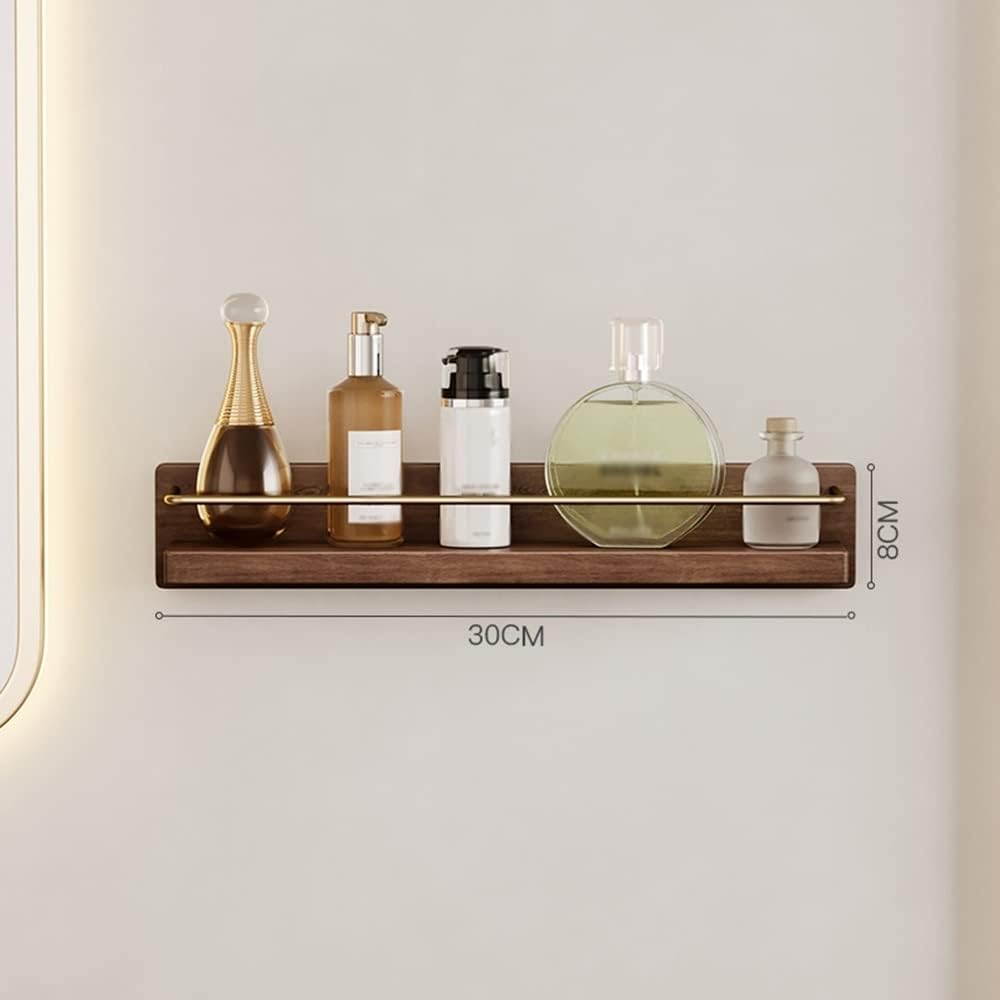 NevStp Shower Caddy Solid Wood Punching Shelf Organizer Rack Floating Shelves Shower Accessories Wall Mounted Multifunctional Bathrooms Kitchens