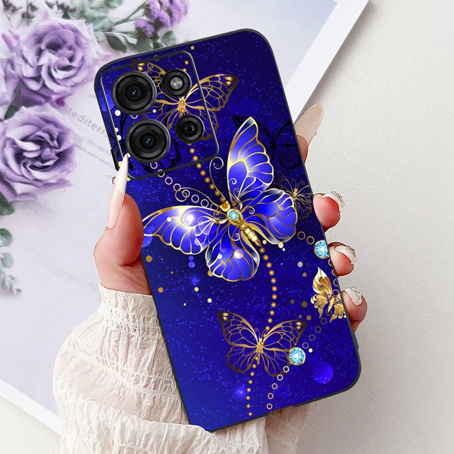 For Motorola G05 G15 Power G35 G55 G75 E15 Phone Case Back Cover Girly Fashion Flower Butterfly Paintong Soft TPU Bumper Fundas