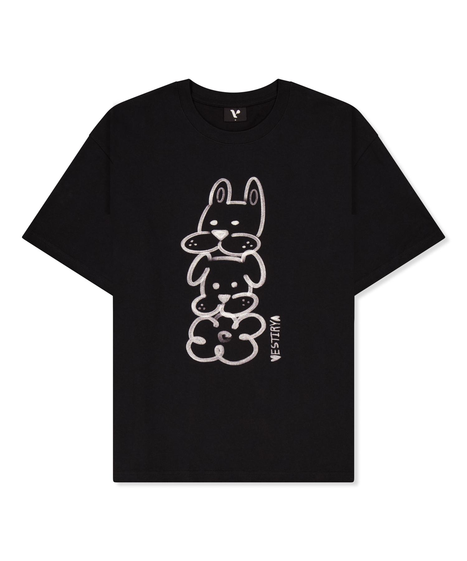 Bestiria Line Friends Puppy T-Shirts Black S