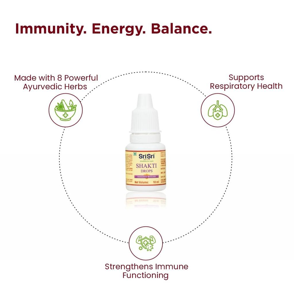 Sri Sri Tattva Shakti Drops Ayurvedic Immunity Booster for Adults & Kids 10ml X Pack of 4 Strength Stamina