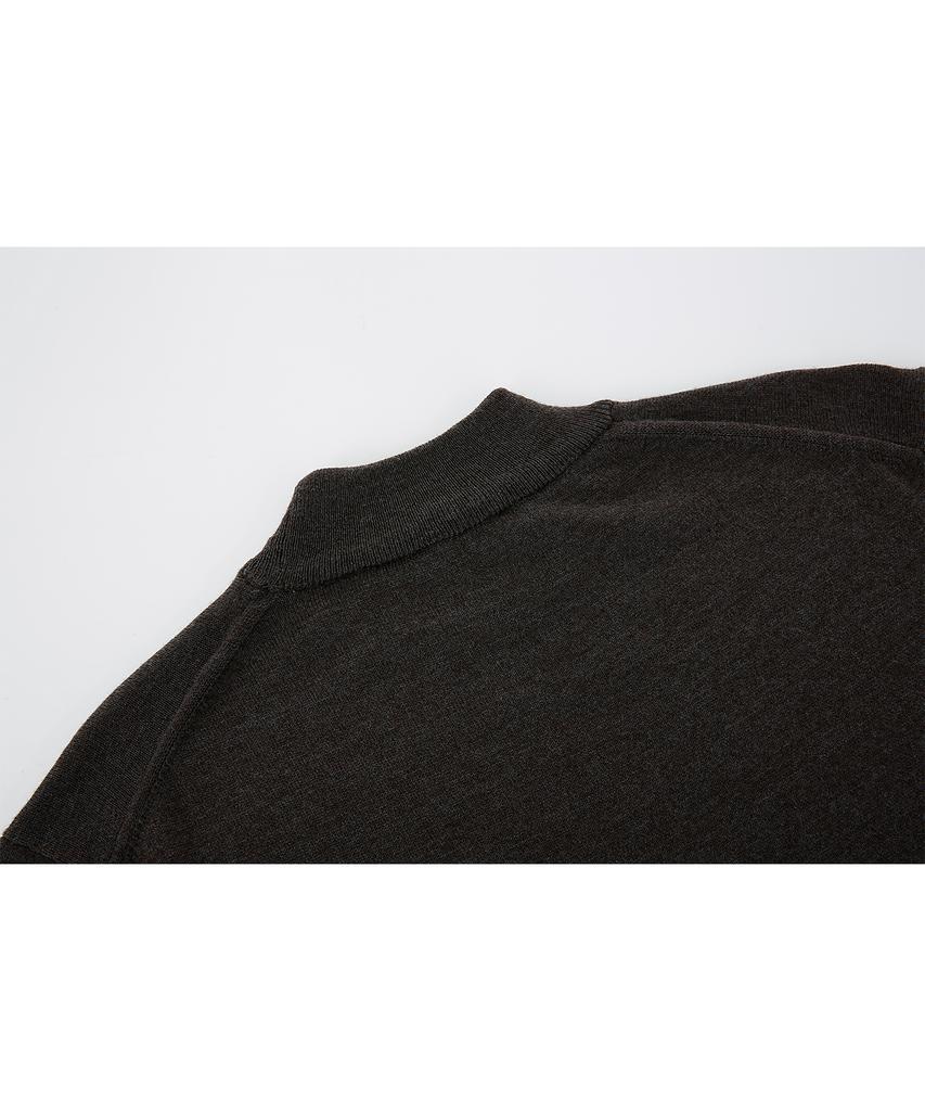 BELLIEF Merino Wool Moc-Neck Knit (Brown)
