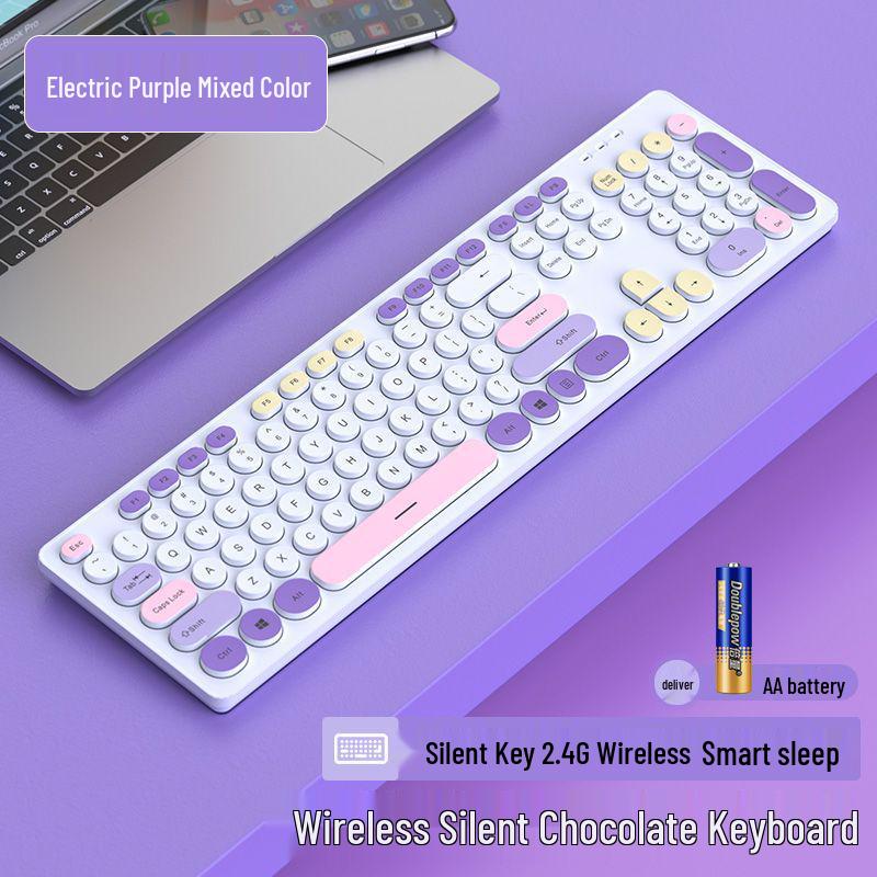 Chocolate Wireless Keyboard & Mouse Set: Cute, Silent, Portable Bluetooth for Office & Laptop Use