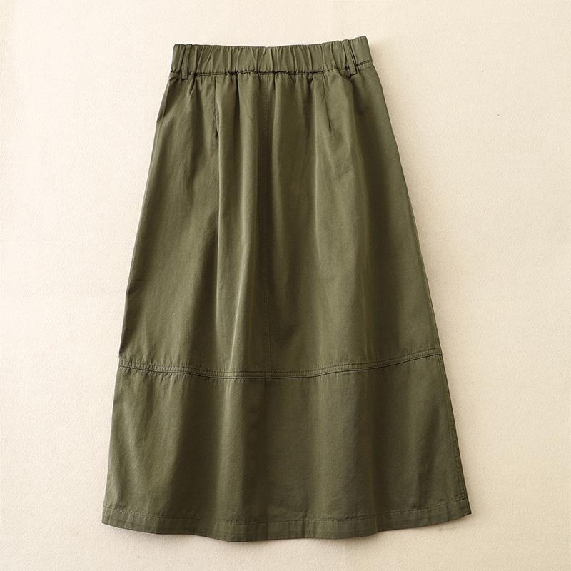 Skirt Women Summer Casual Versatile Elastic High Waist Loose Skirt Oversize Stretchy Cotton Dresses